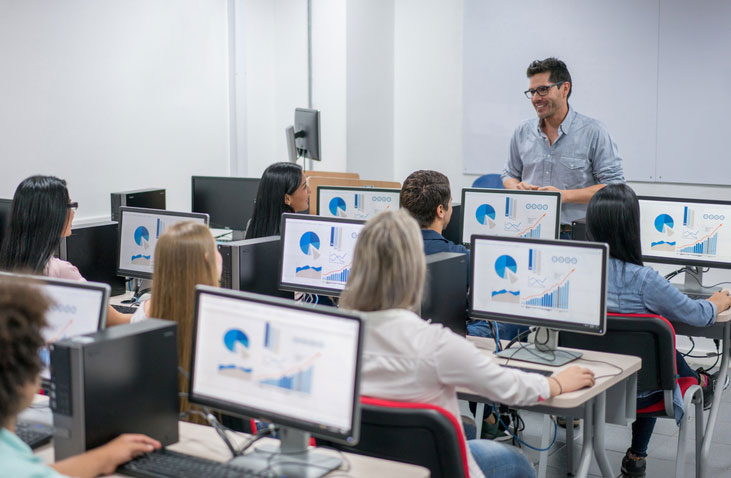 teacher in full classroom of students