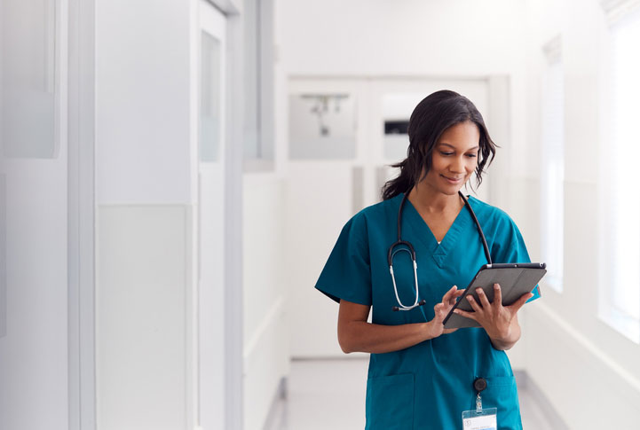 female doctor in the hallway